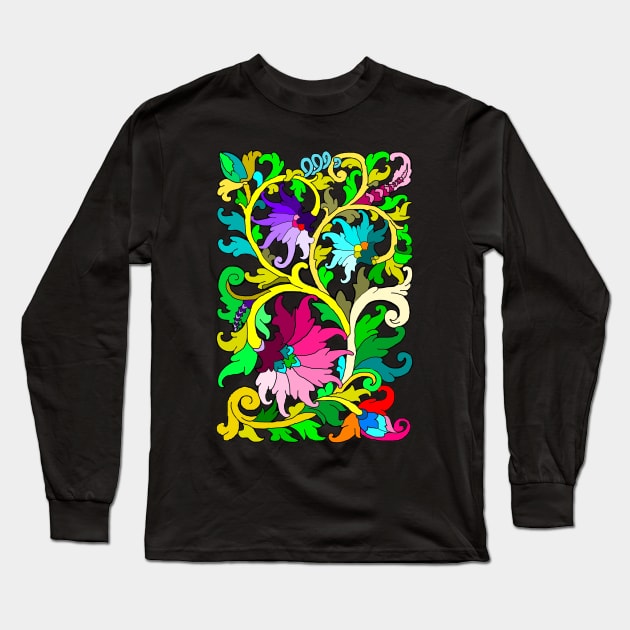 colourfull classic floral carved object Long Sleeve T-Shirt by UNIQ COLOURFULL